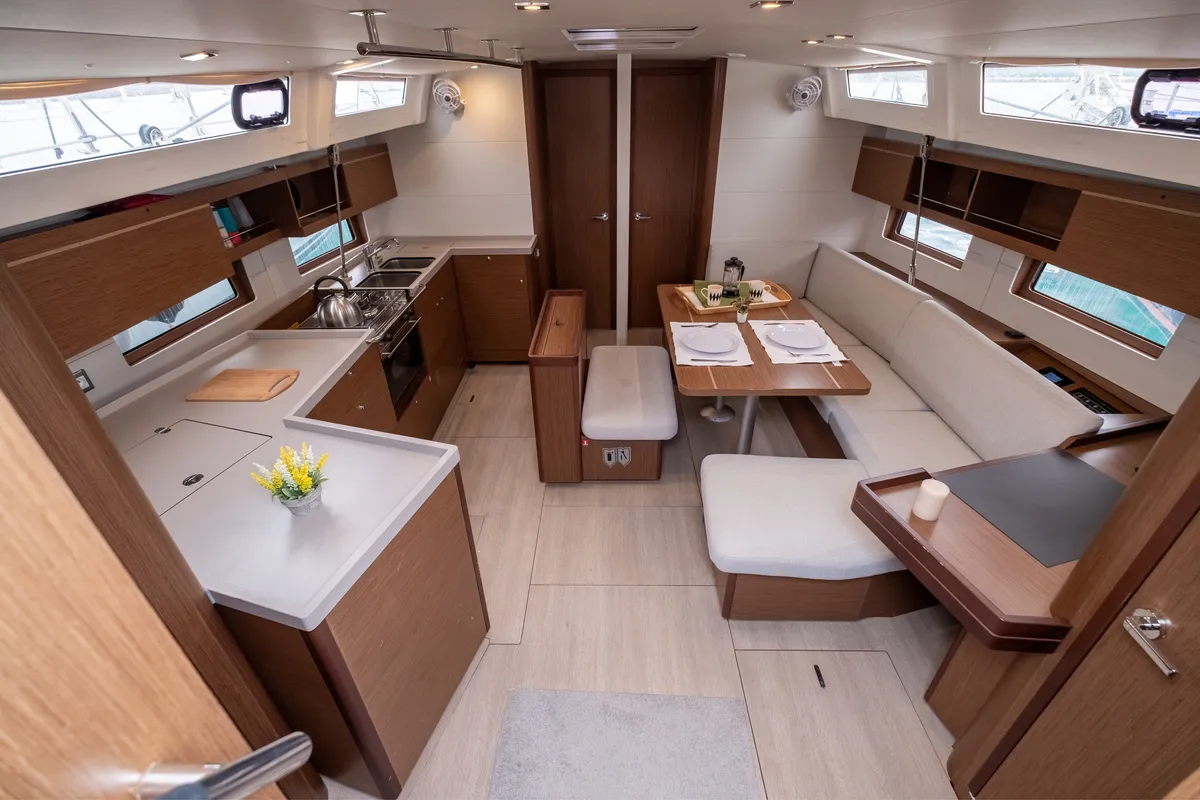 Salon of July, a Beneteau Oceanis 46.1 sailboat at Municipal Unit of Lefkada, Greece
