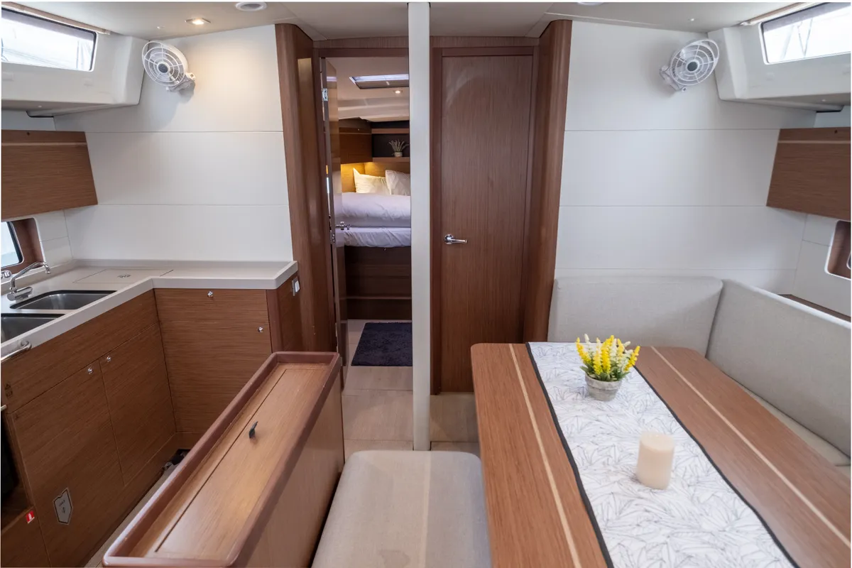 Salon of July, a Beneteau Oceanis 46.1 sailboat at Municipal Unit of Lefkada, Greece