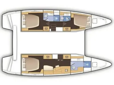 Floor plan of Bingo, a Lagoon 42 catamaran at Roche Caiman, Seychelles