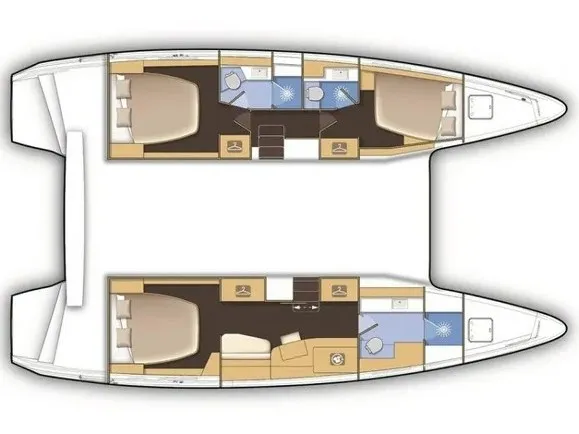 Floor plan of Bingo, a Lagoon 42 catamaran at Roche Caiman, Seychelles