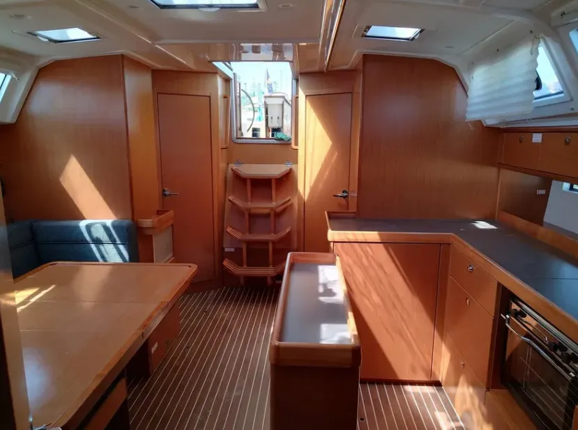 Salon of Mojito, a Bavaria Cruiser 46 sailboat at Kontokali, Greece