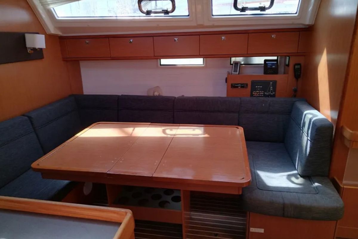 Salon of Mojito, a Bavaria Cruiser 46 sailboat at Kontokali, Greece