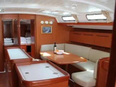 Salon of Orion IV, a Beneteau Cyclades 50.5 sailboat at Volos, Greece