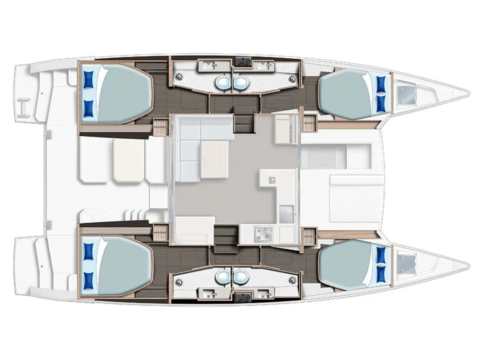Deck of Sunsail 424/4/4 Premium Plus, a Gulet Sunsail 424 catamaran at Municipal Unit of Lefkada, Greece