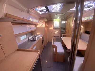 Galley of Little Mokoro, a Dufour 430 sailboat at Palermo, Italy