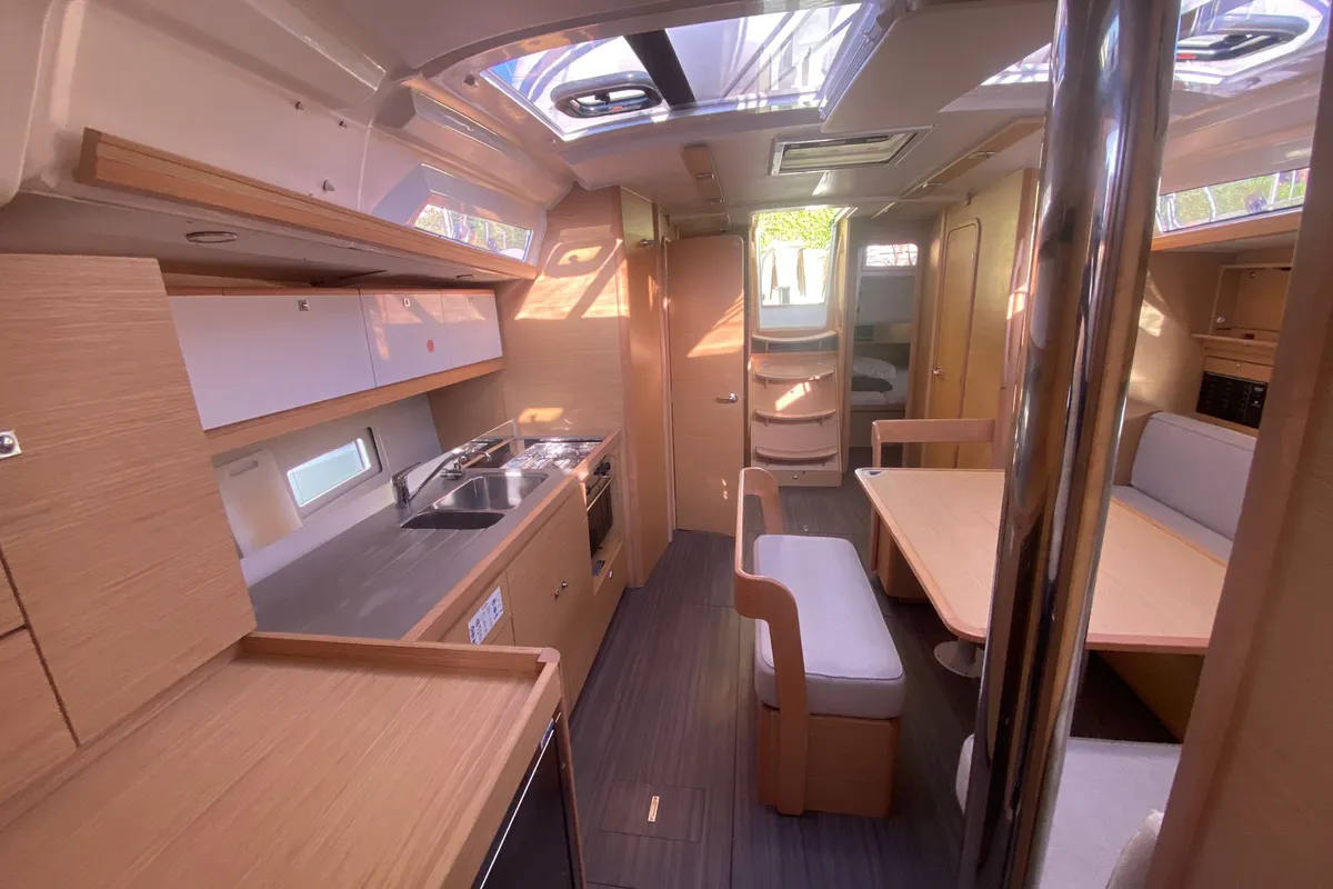 Galley of Little Mokoro, a Dufour 430 sailboat at Palermo, Italy