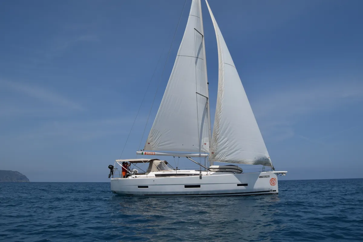 Exterior view of Little Mokoro, a Dufour 430 sailboat at Palermo, Italy
