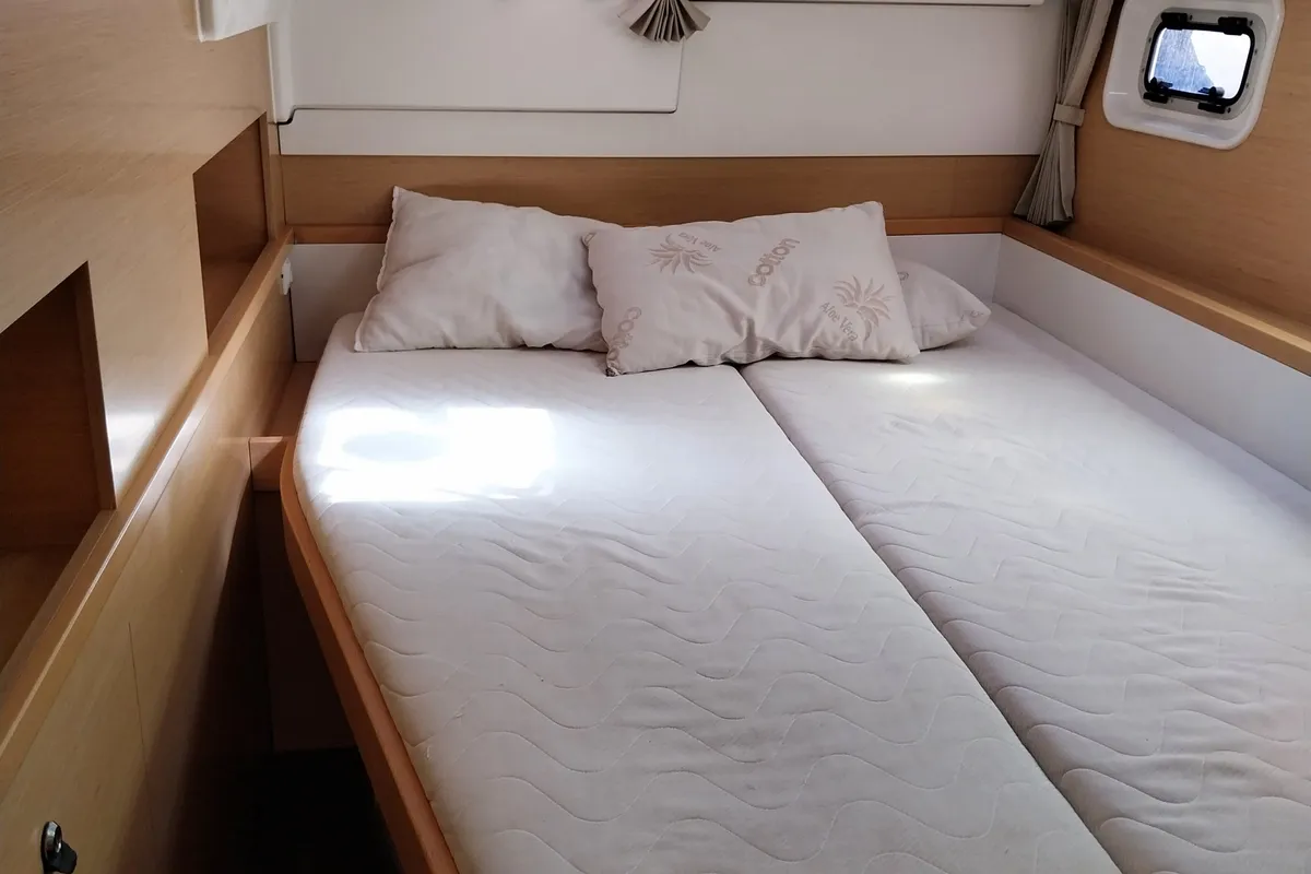 Cabin on Footprints, a Lagoon 400 S2 catamaran at Preveza, Greece