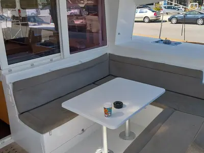 Deck of Footprints, a Lagoon 400 S2 catamaran at Preveza, Greece