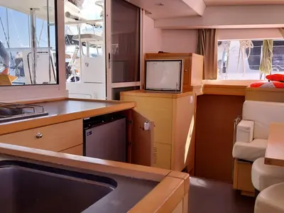 Galley of Footprints, a Lagoon 400 S2 catamaran at Preveza, Greece
