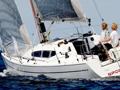 Exterior view of Lorine, a Dehler 32 sailboat at Kerners, France