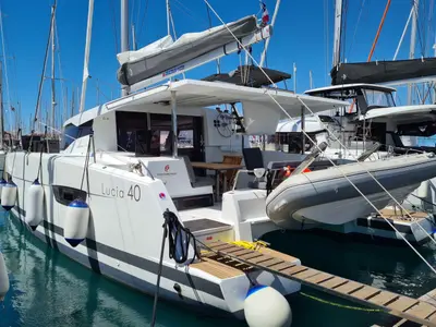 LUCIA 69, a Fountaine Pajot Lucia 40 catamaran at Municipal Unit of Lefkada, Greece