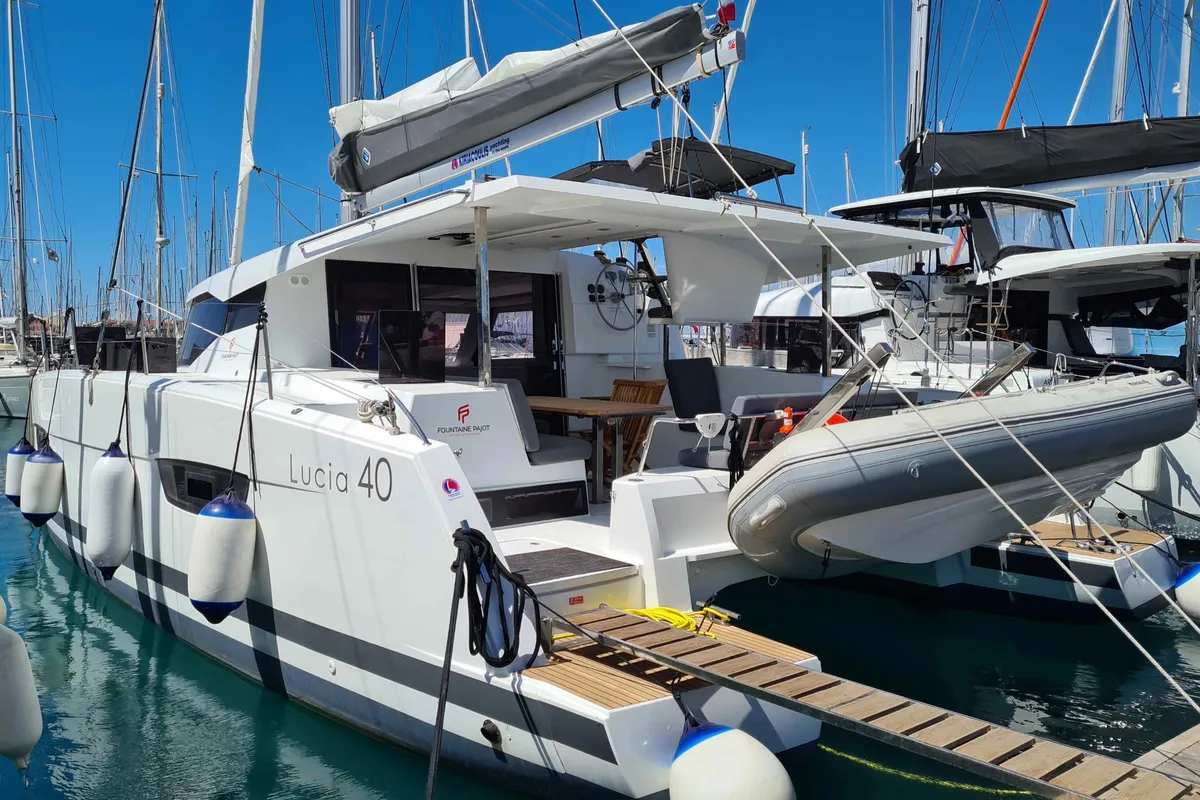 LUCIA 69, a Fountaine Pajot Lucia 40 catamaran at Municipal Unit of Lefkada, Greece