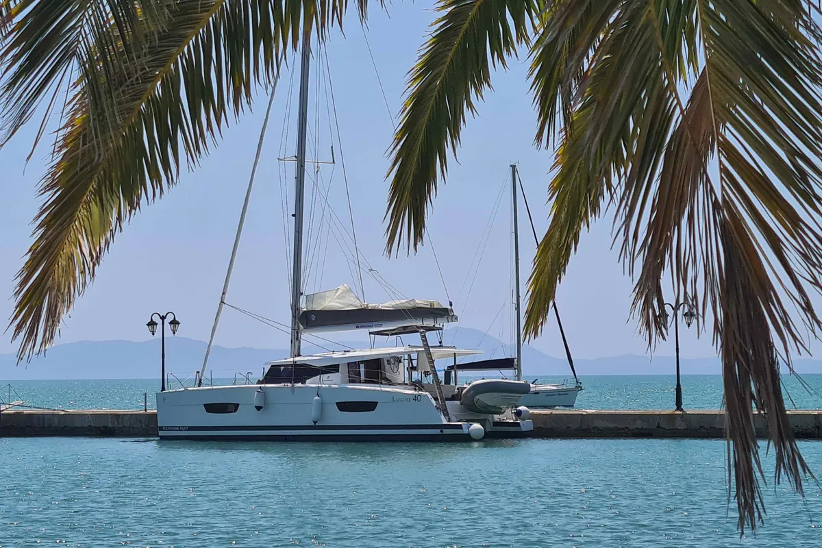 LUCIA 69, a Fountaine Pajot Lucia 40 catamaran at Municipal Unit of Lefkada, Greece