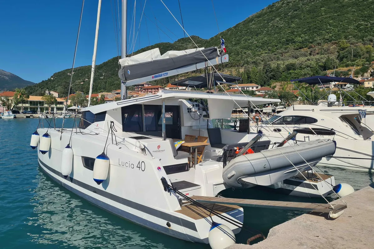 LUCIA 69, a Fountaine Pajot Lucia 40 catamaran at Municipal Unit of Lefkada, Greece