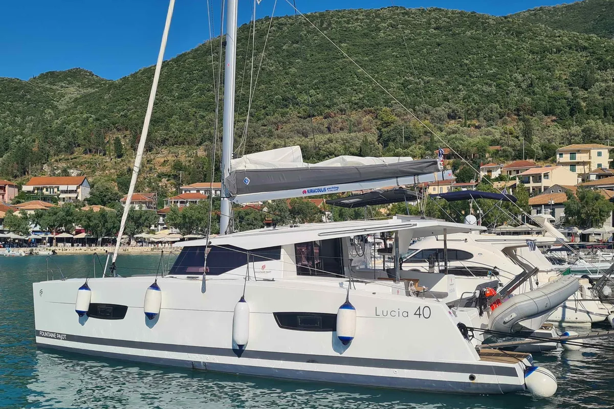 LUCIA 69, a Fountaine Pajot Lucia 40 catamaran at Municipal Unit of Lefkada, Greece