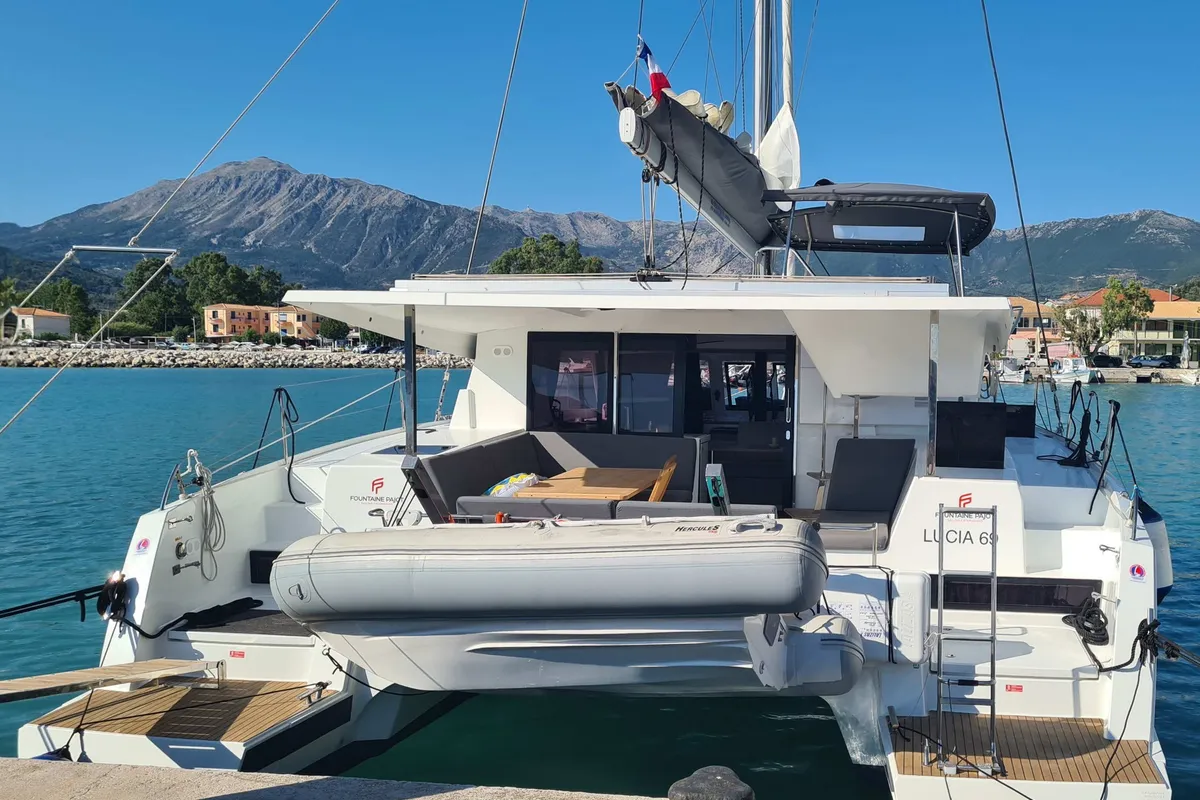 LUCIA 69, a Fountaine Pajot Lucia 40 catamaran at Municipal Unit of Lefkada, Greece