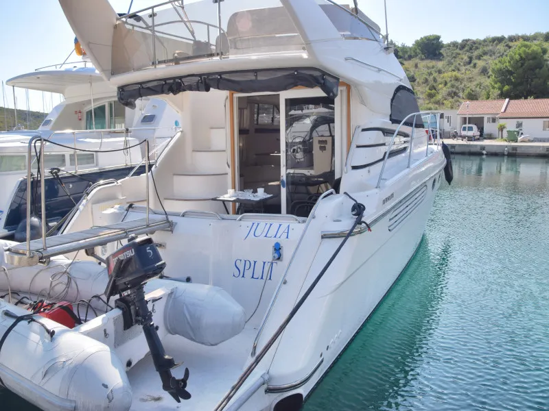 Exterior view of Julia, a Fairline Boats Fairlane Phantom 40 motorboat at Primošten, Croatia