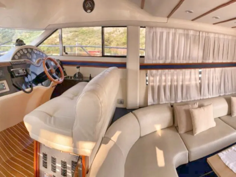 Cockpit of Julia, a Fairline Boats Fairlane Phantom 40 motorboat at Primošten, Croatia