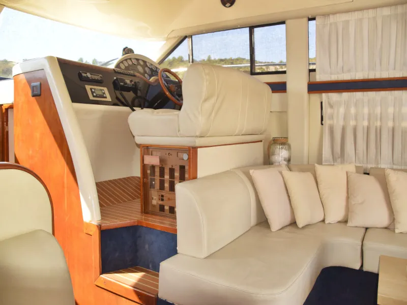 Cockpit of Julia, a Fairline Boats Fairlane Phantom 40 motorboat at Primošten, Croatia