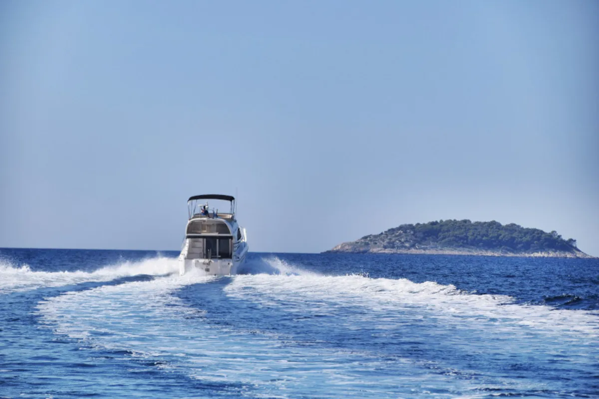 Exterior view of Julia, a Fairline Boats Fairlane Phantom 40 motorboat at Primošten, Croatia