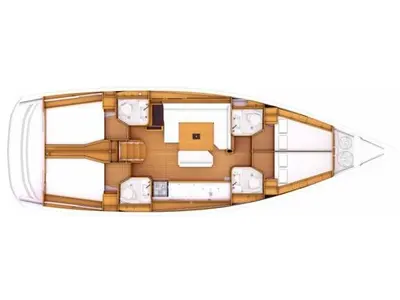 Floor plan of All Blue III, a Jeanneau Sun Odyssey 469 sailboat at Municipal Unit of Lefkada, Greece