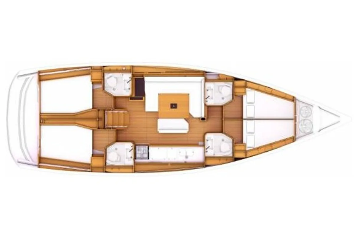 Floor plan of All Blue III, a Jeanneau Sun Odyssey 469 sailboat at Municipal Unit of Lefkada, Greece