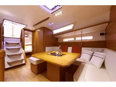 Salon of All Blue III, a Jeanneau Sun Odyssey 469 sailboat at Municipal Unit of Lefkada, Greece