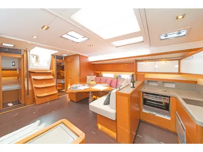 Salon of Splash, a Dufour 530 sailboat at Municipal Unit of Rhodes, Greece