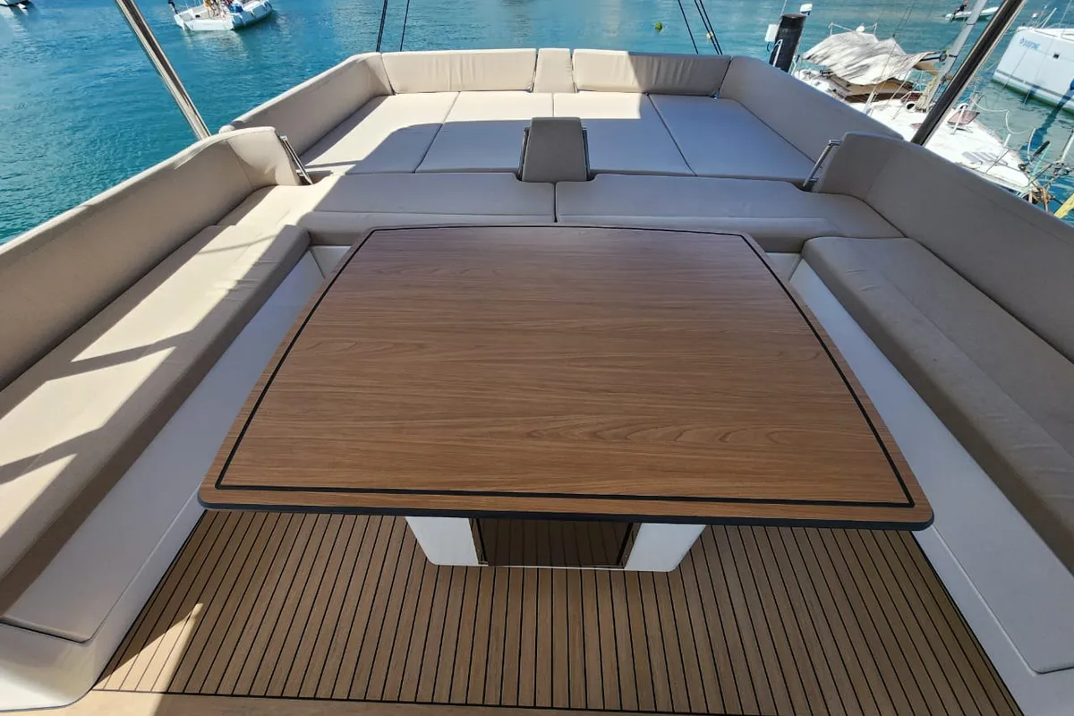 Deck of Four C'S, a Bali 5.8 catamaran at Hyères, France