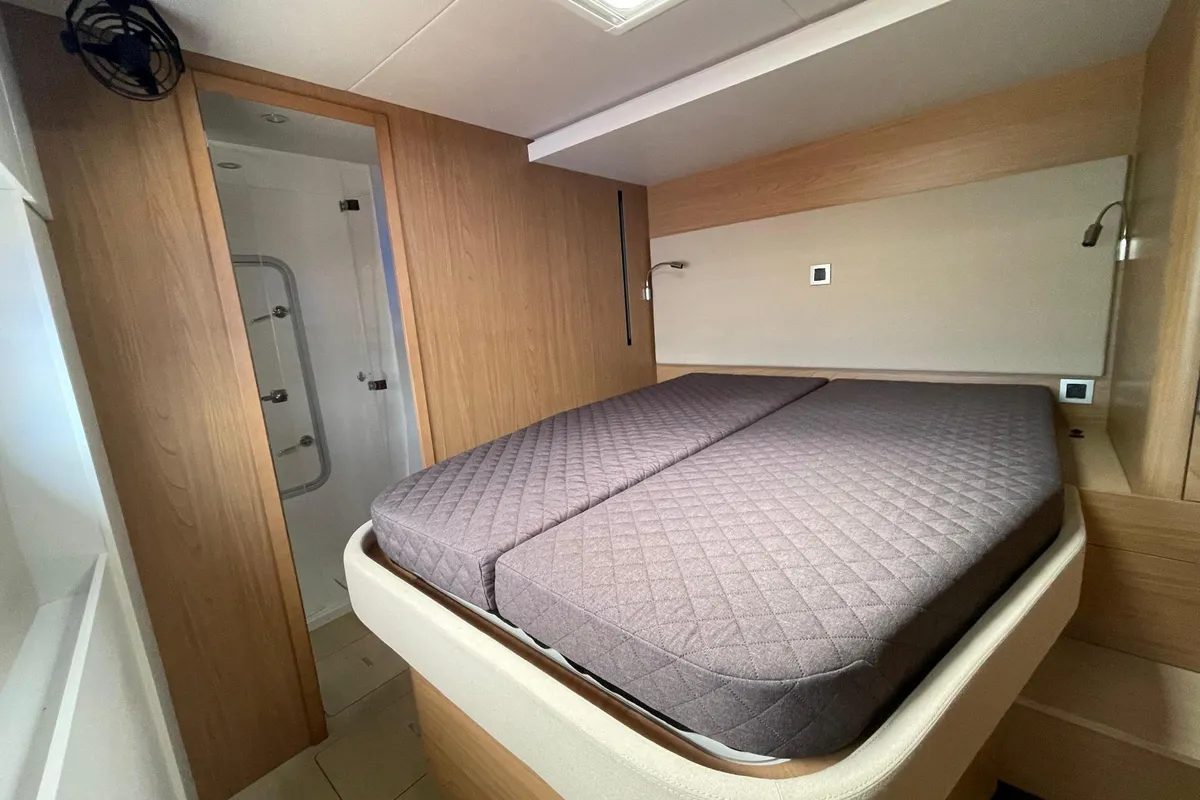 Cabin on Four C'S, a Bali 5.8 catamaran at Hyères, France
