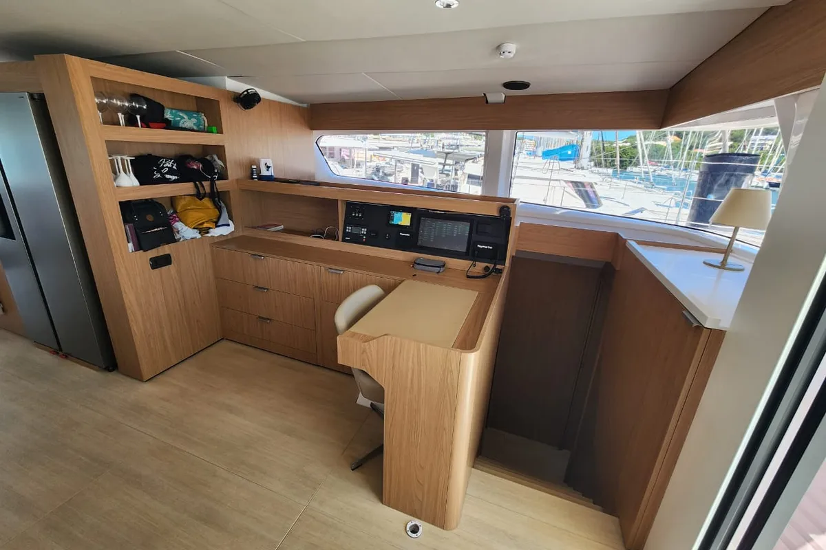 Salon of Four C'S, a Bali 5.8 catamaran at Hyères, France