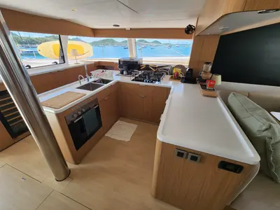 Galley of Four C'S, a Bali 5.8 catamaran at Hyères, France