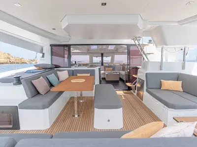 Deck of Mali Havana, a Fountaine Pajot Elba 45 catamaran at Stock Island, United States