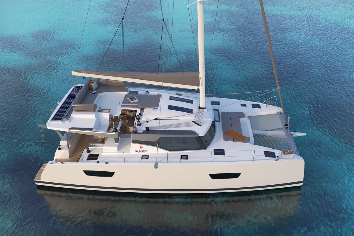 Exterior view of Mali Havana, a Fountaine Pajot Elba 45 catamaran at Stock Island, United States