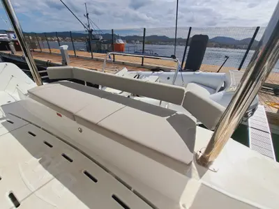 Deck of Cancelli Del Cielo, a Bali 4.6 catamaran at Sant Antoni de Portmany, Spain