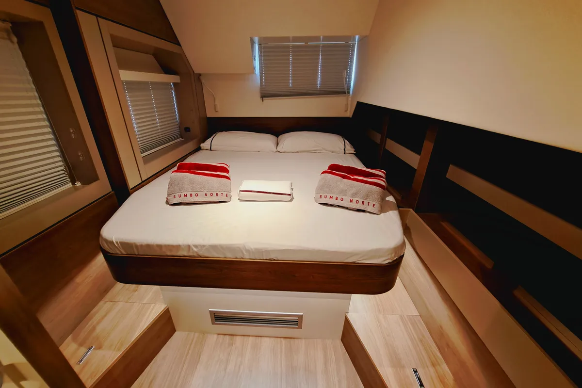 Cabin on Cancelli Del Cielo, a Bali 4.6 catamaran at Sant Antoni de Portmany, Spain
