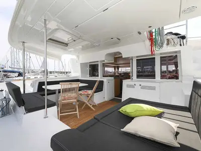 Salon of Sunce, a Lagoon 450 F catamaran at Grad Pula, Croatia