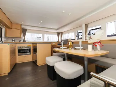 Galley of Sunce, a Lagoon 450 F catamaran at Grad Pula, Croatia