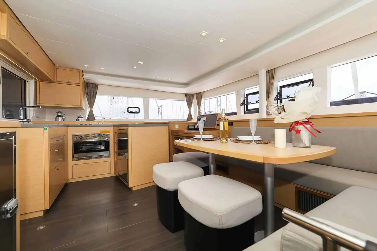 Galley of Sunce, a Lagoon 450 F catamaran at Grad Pula, Croatia