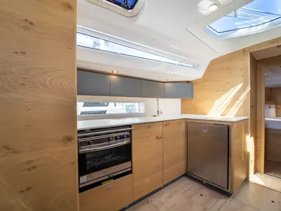 Galley of Skipper's Girl, a Elan Impression 45 sailboat at Kaštela, Croatia