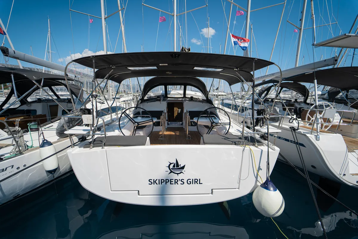 Skipper's Girl, a Elan Impression 45 sailboat at Kaštela, Croatia