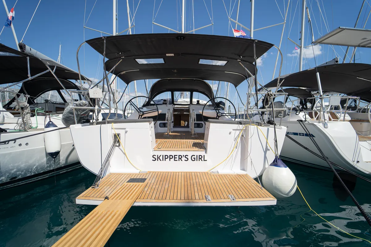 Skipper's Girl, a Elan Impression 45 sailboat at Kaštela, Croatia