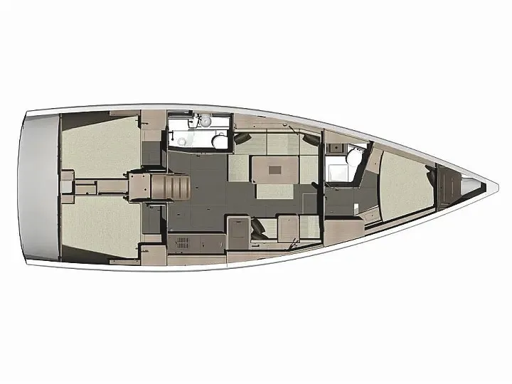 Floor plan of Freedom, a Dufour 410 Grand Large sailboat at Athens, Greece