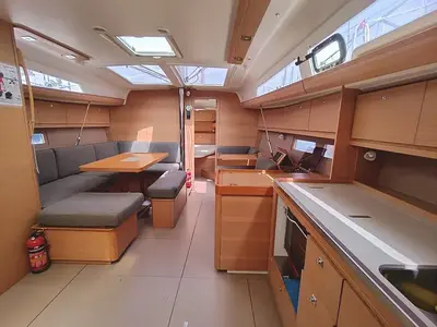 Salon of Freedom, a Dufour 410 Grand Large sailboat at Athens, Greece
