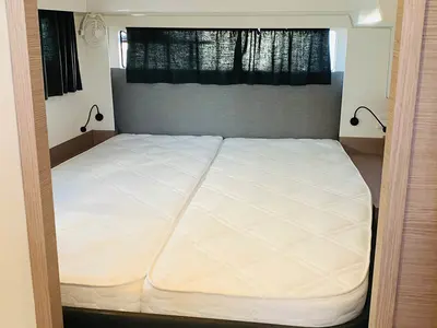 Cabin on Ocean’s Twelve , a Fountaine Pajot Elba 45 catamaran at Athens, Greece