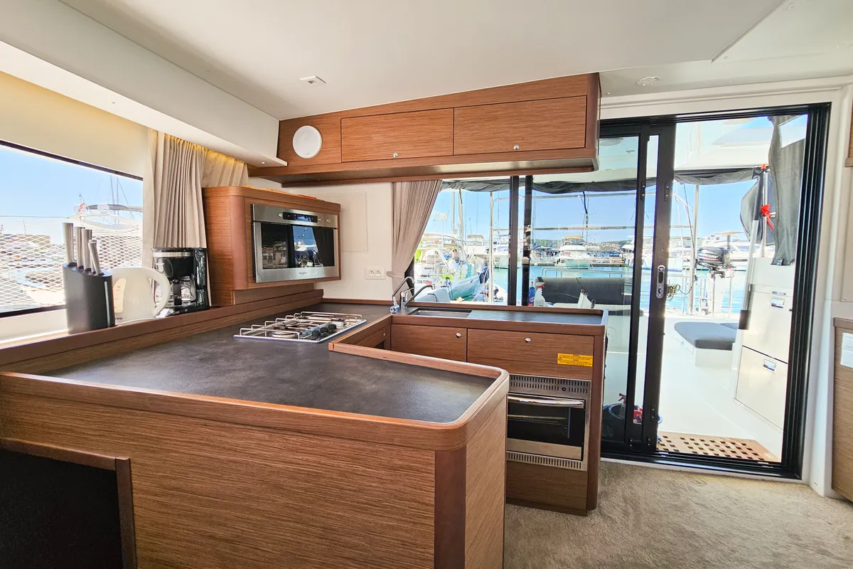 Galley of Nera, a Lagoon 42 catamaran at Seget Donji, Croatia