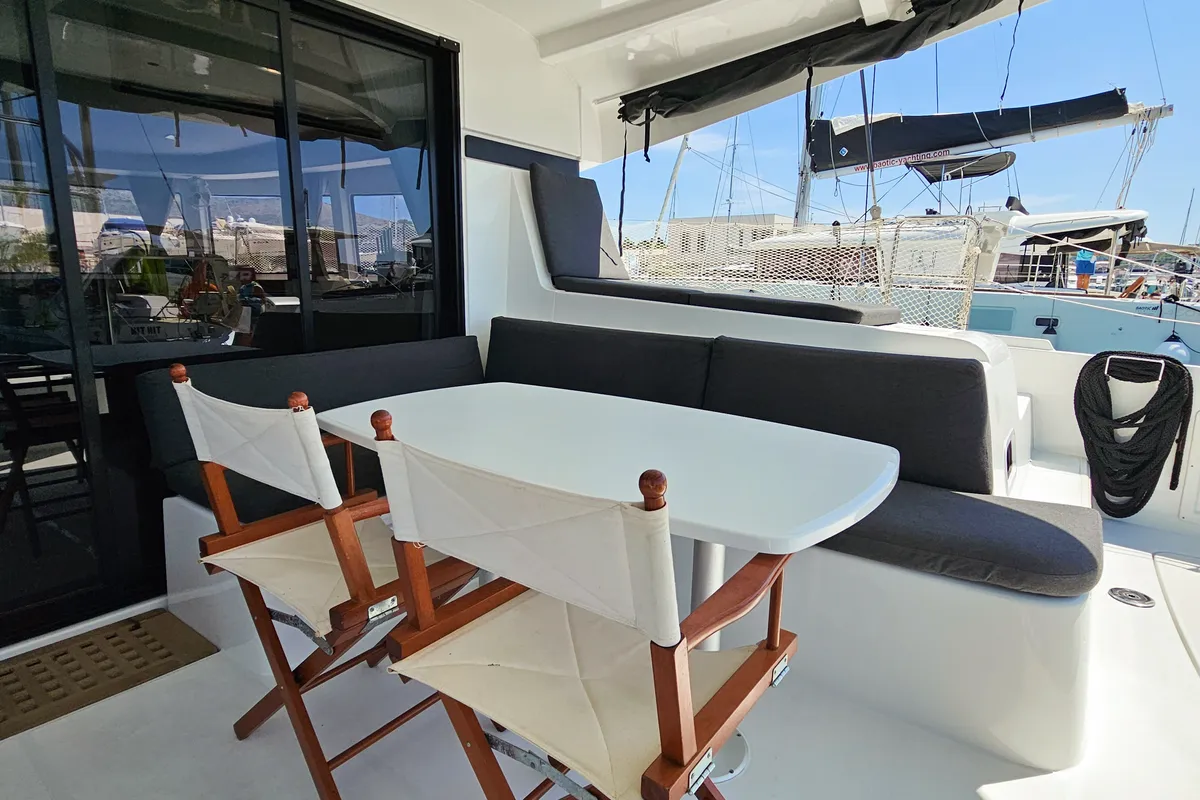 Deck of Nera, a Lagoon 42 catamaran at Seget Donji, Croatia