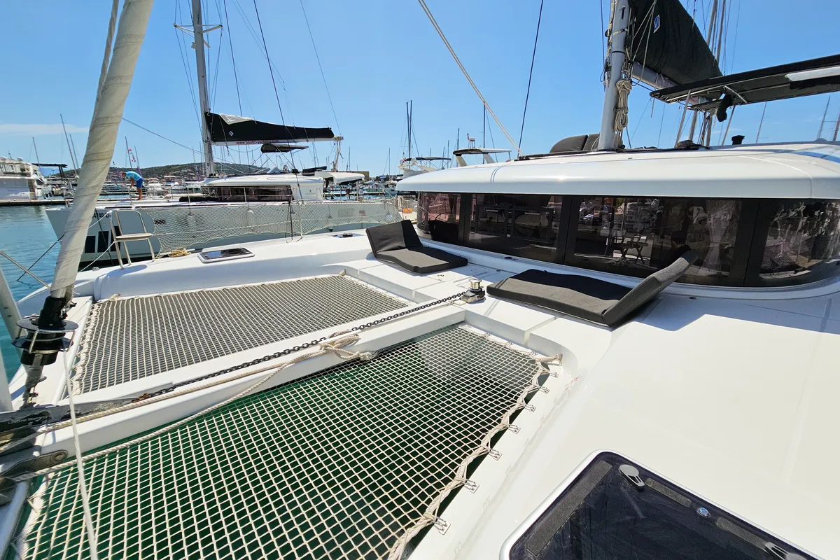 Deck of Nera, a Lagoon 42 catamaran at Seget Donji, Croatia