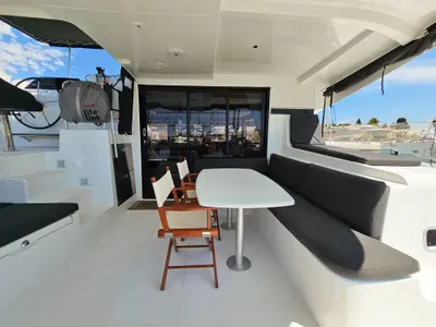 Deck of Nera, a Lagoon 42 catamaran at Seget Donji, Croatia